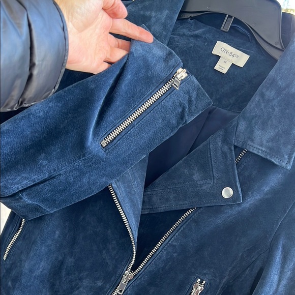 Women's Moto Navy Genuine Suede Jacket. Size M. NWOT - Picture 6 of 6